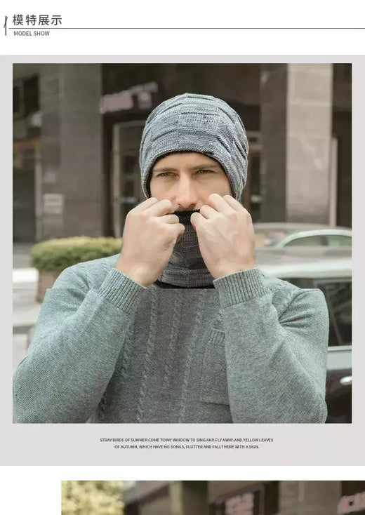 Gorro e cachecol forrado com lã masculina e feminina, chapéu grosso de malha quente, bonés masculinos, mais veludo, infantil, inverno