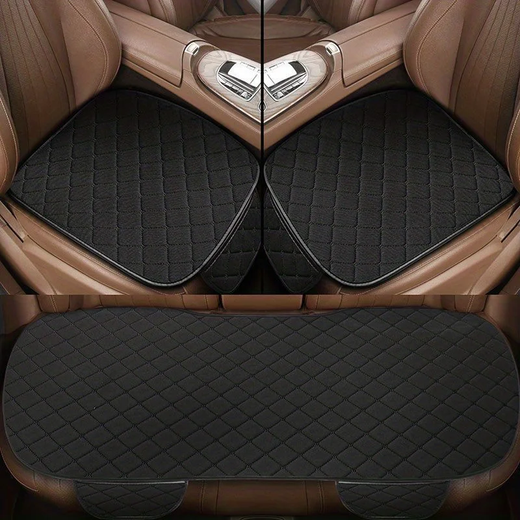 Kcimo 3 pçs algodão e linho conjunto de capa de assento de carro universal capa de assento de carro almofada protetor de assento de carro interior acessórios do carro