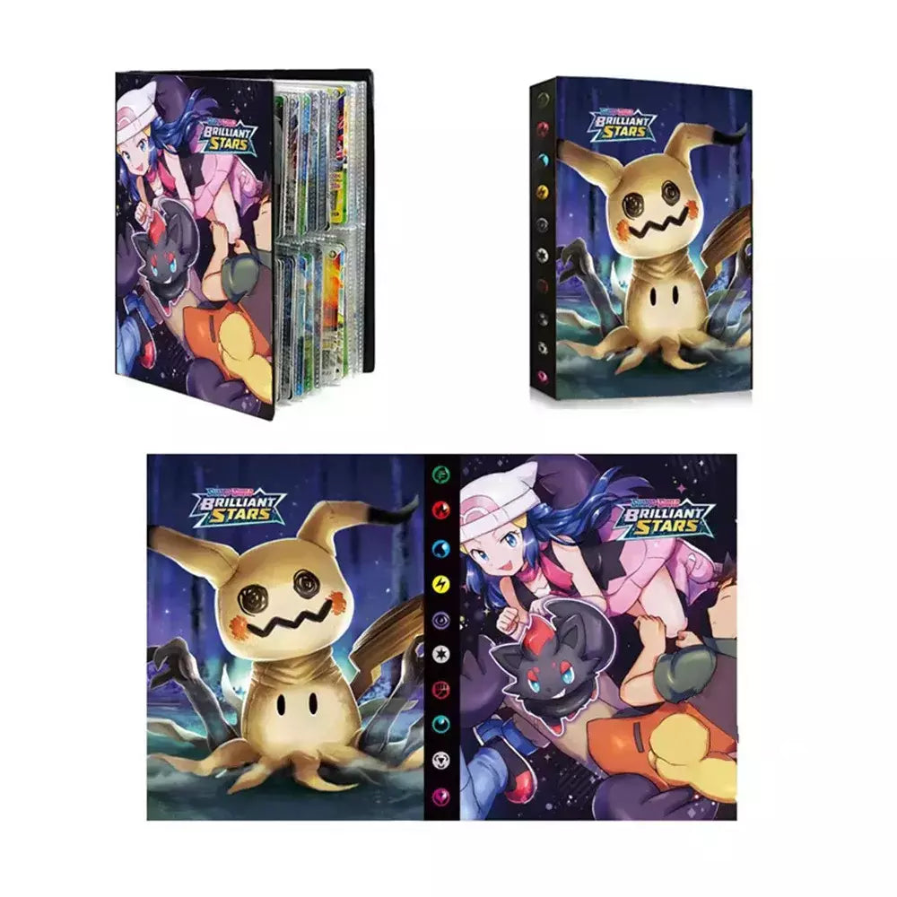 Álbum de cartões 4/9 protetor 240/540 pçs cartão livro mapa carta titular pasta dos desenhos animados charizard mewtwo vmax gx cartões coleção pasta
