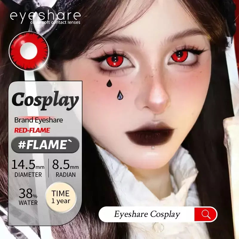 Eyeshare 1 par cosplay lentes de contato coloridas brancas lentes de contato vermelhas anime lentes de olho preto halloween beleza maquiagem lentes