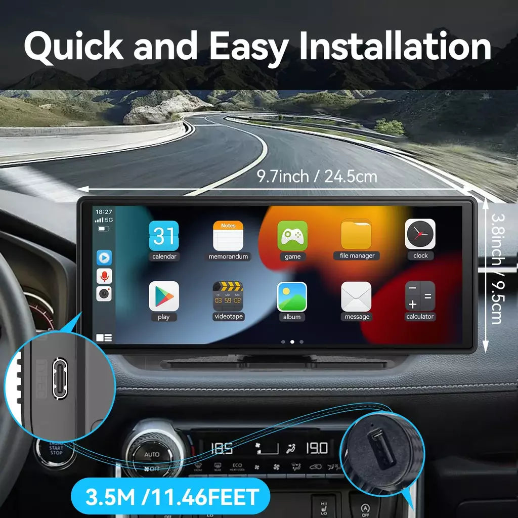 Carplay portátil universal para tela de carro, tela carplay sem fio estéreo do carro com carplay android auto, tela sensível ao toque do carro