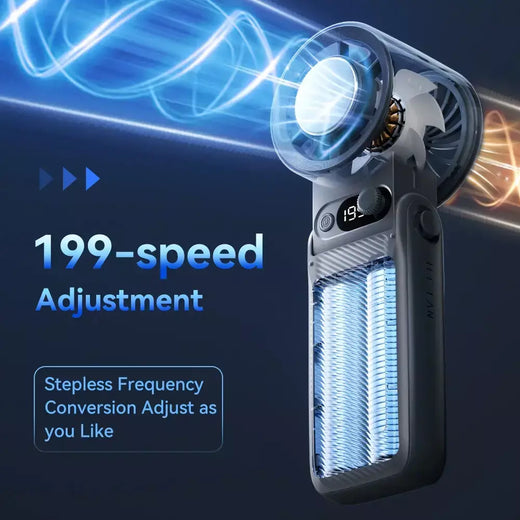 Novo ventilador portátil ao ar livre vento forte 199 engrenagem velocidade do vento led display digital turbo ajustável portátil portátil 8000mah
