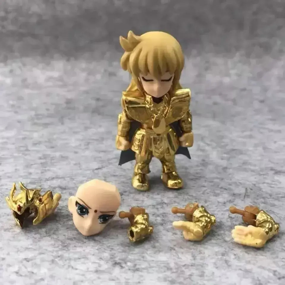 Em estoque versão q de saint seiya figura dos desenhos animados leo sagitário virgo articulações são modelo móvel ornamentos brinquedo presente de natal