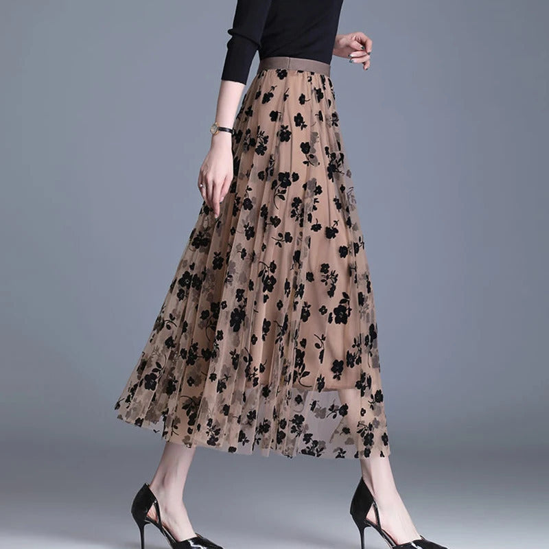 Saia coreana feminina de tule, saia midi solta, elegante feminina casual todas as saias de malha de fósforo, gancho de verão Fashion, nova