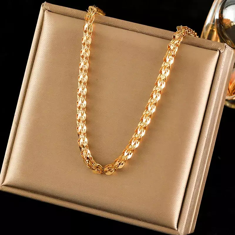 Eilieck 316l aço inoxidável metal charme corrente colar jóias de declaração 18k pvd banhado colar de pescoço corrente para mulher