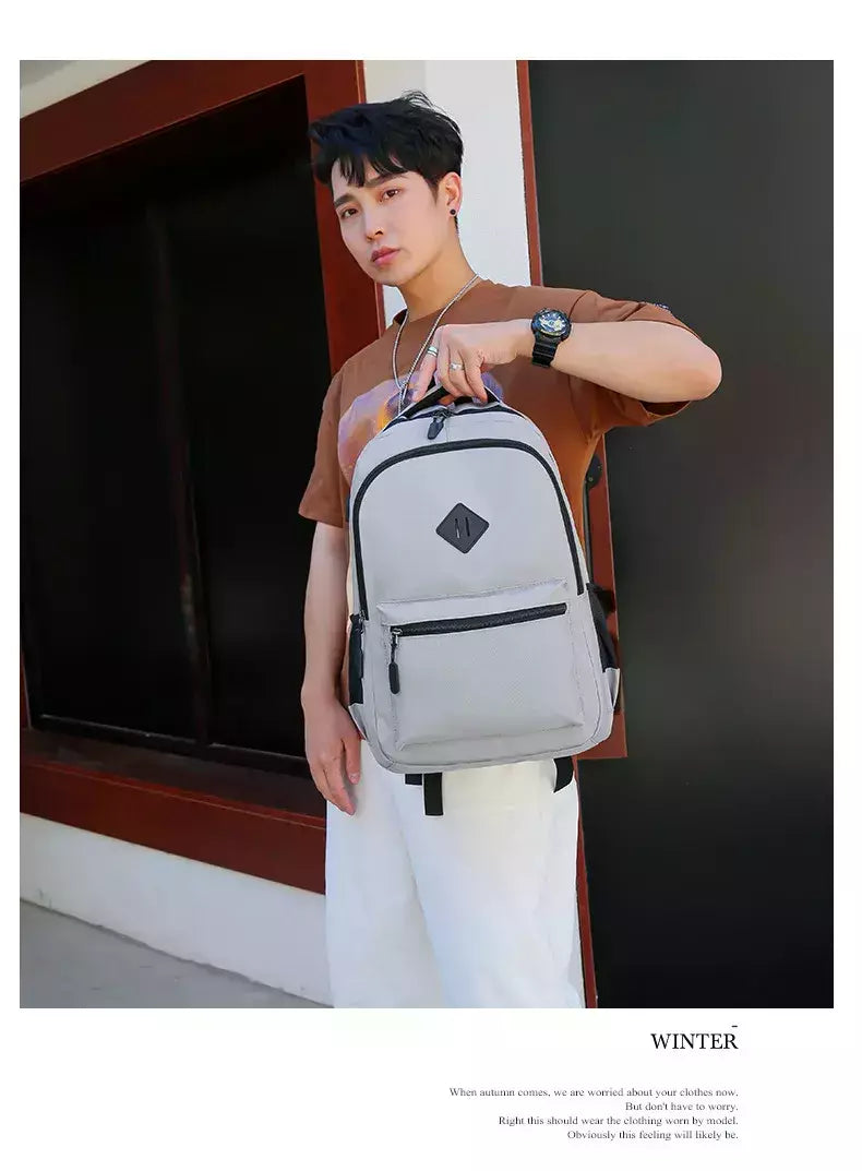 Mochila de carregamento USB impermeável para homens, sacos traseiros do escritório do negócio, mochila para laptop casual, mochilas escolares masculinas, 15,6";;VERDADEIRO;;"CINZA