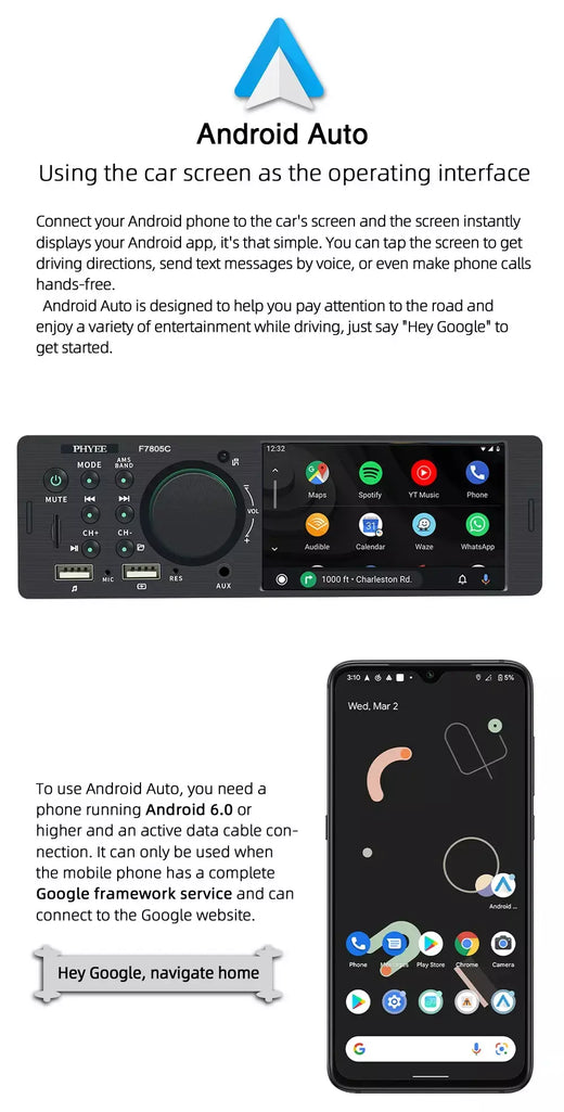 Rádio automotivo carplay de 1 din 4 ", bluetooth, android-auto, reprodutor de mp5, mãos livres a2dp, usb tf aux estéreo, unidade principal multimídia f7805c