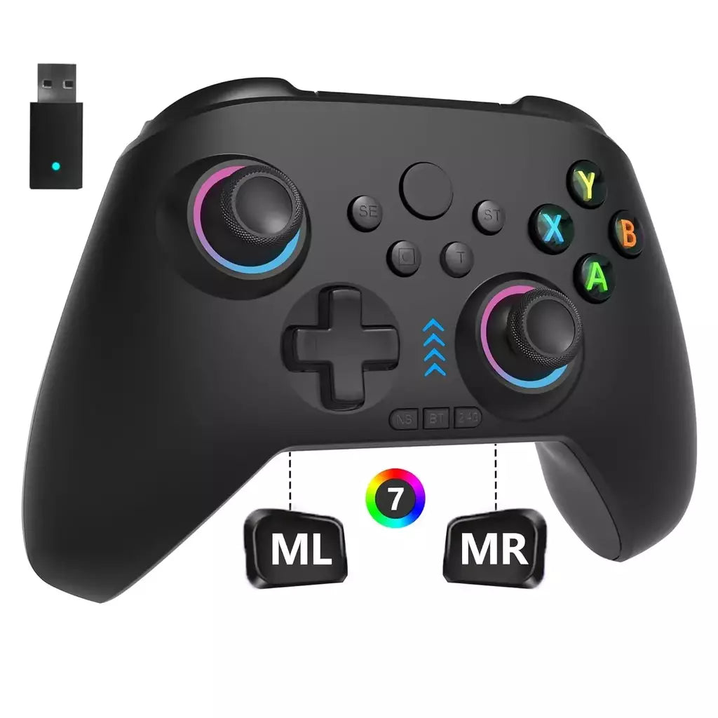 Controlador de interruptor/sem fio 2.4G com iluminação RGB/teclas de programação/joystick de corredor/obturador de corredor/vibração, gamepad Android