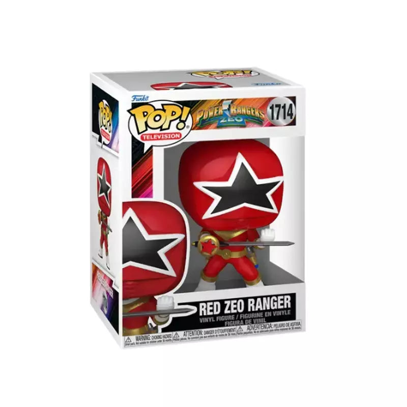 Original Funko Pop Mighty Morphin Power Pangers 1714 Red Zeo Ranger Doll Colecionáveis é adequado para meninos e meninas