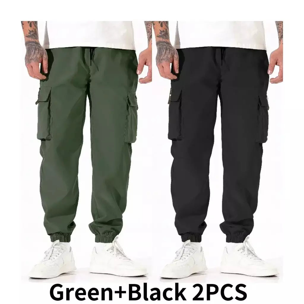 Calça masculina casual de pesca ao ar livre, à prova de vento, respirável, multi pacote, solta, confortável, para todas as estações, casual, versátil, esportiva