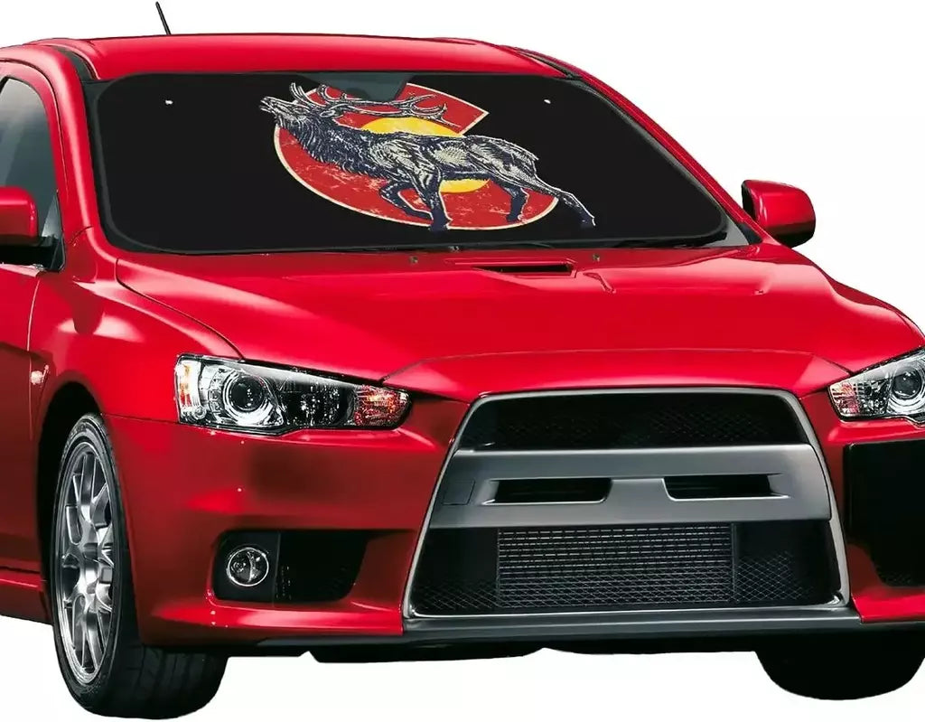 Mountain Colorado Flag Pattern Car Sun Shade Front Window Sunshade for Most Sedans SUV Blocks Max Uv Rays Keep Vehicle Cool