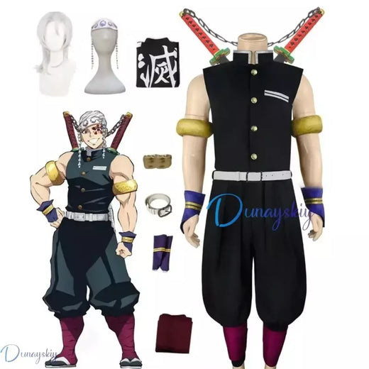 Demoon slayeer anime cosplay uzui tengen traje peruca uniforme peruca demônio aniquilação lâmina som pilar roupa de halloween