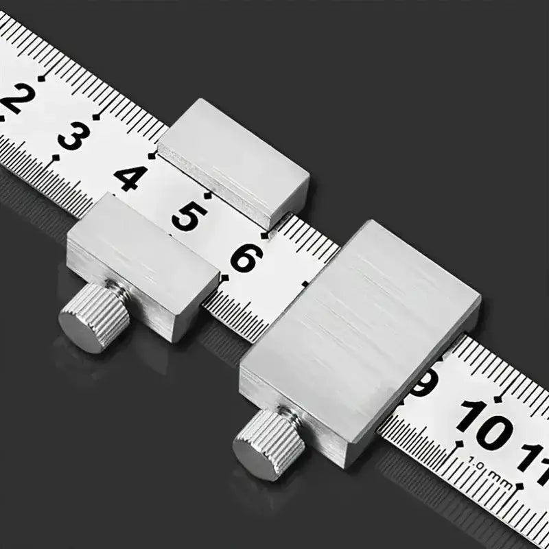 Rolha de régua de aço ajustável, ferramenta de medição profissional para designers, marceneiros e artesãos com capacidade de marcação de linha