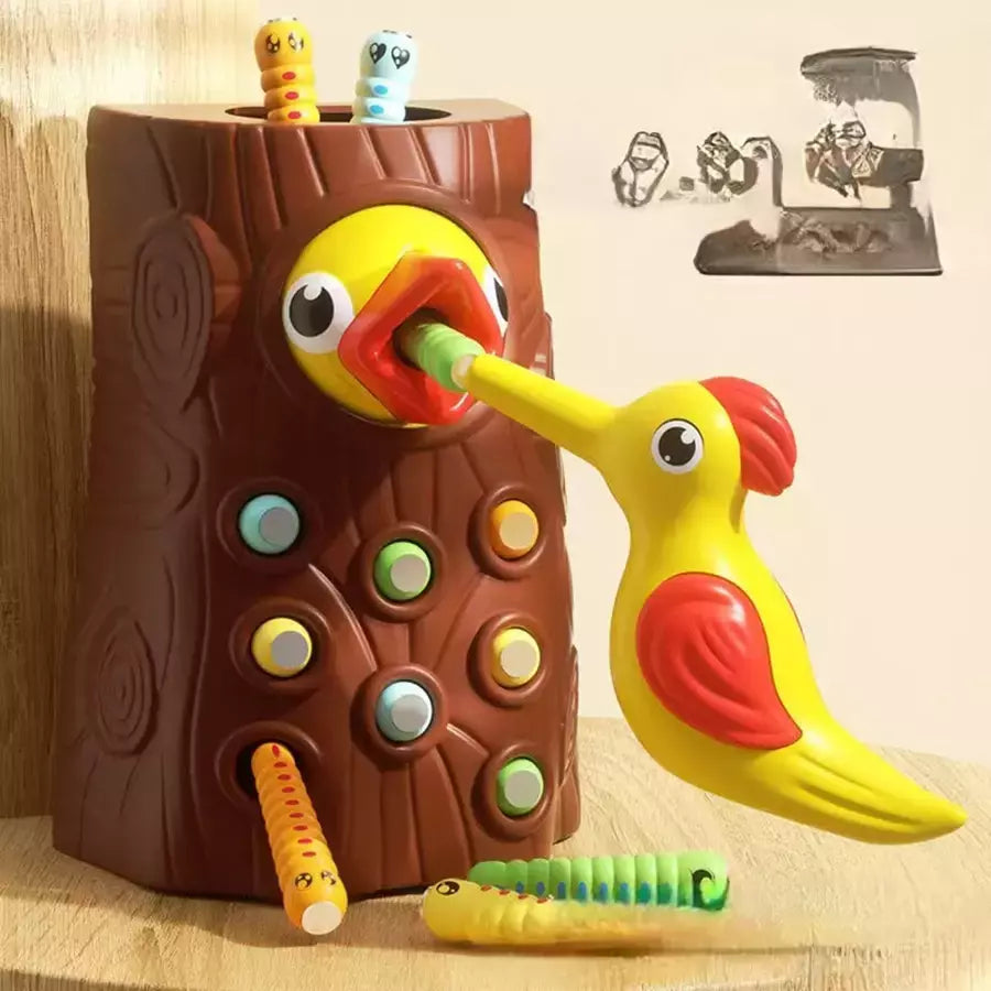 Montessori Brinquedos Educativos para Crianças, Pica-pau, Catch Worms Toy, Criança, Crianças, Jogos Magnéticos para Babi, Desenvolvimento Busy Board