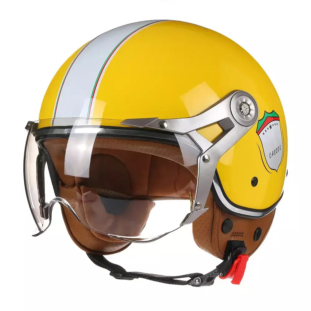 Vintage tt & cocascos capacete da motocicleta jet com viseira moto equitação 3/4 aberto meio capacete retro scooter capacete moto