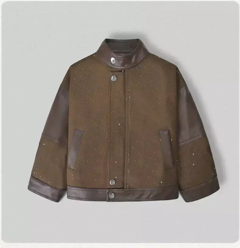 Crianças moda brilhante zíperes jaqueta de couro da motocicleta meninos casaco do plutônio meninas outerwear criança primavera outono roupas trajes festa