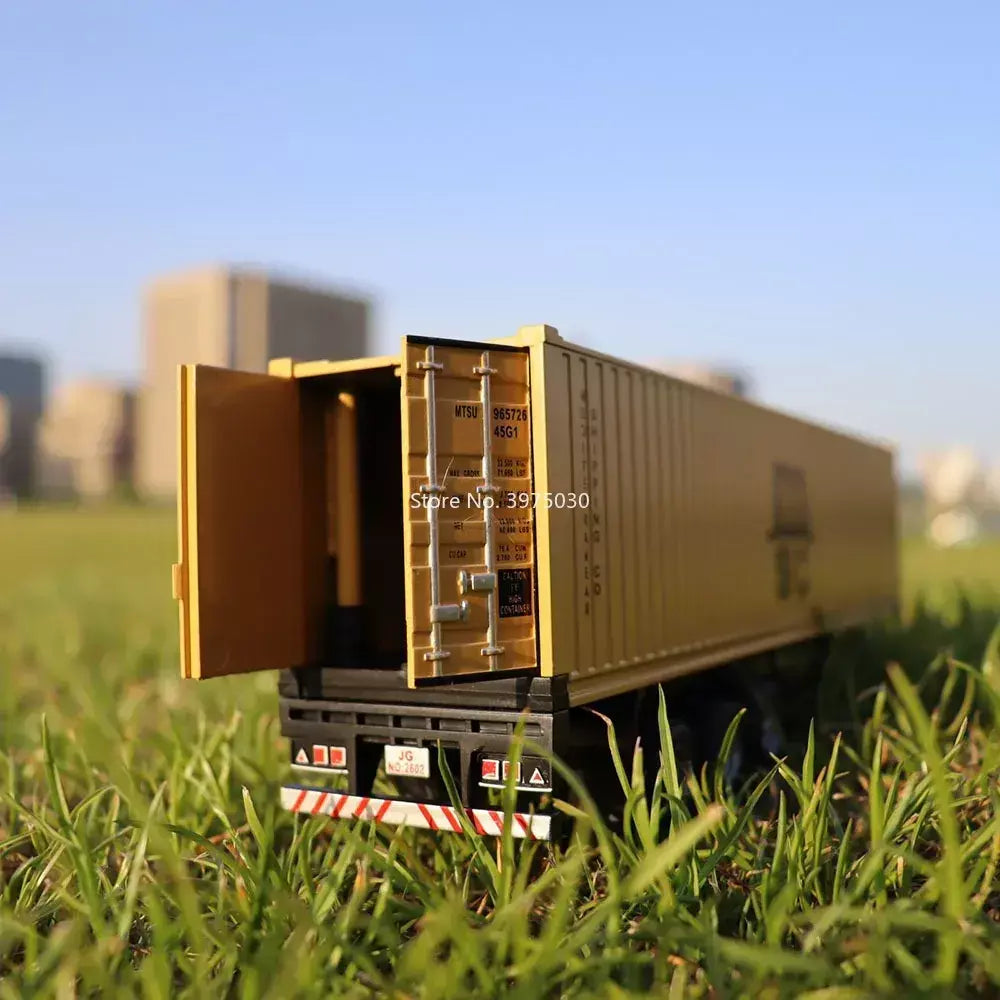 1:50 caminhão contêiner carros de brinquedo modelo fundido pneus de borracha veículo puxar para trás luz música carro em miniatura meninos presentes do festival