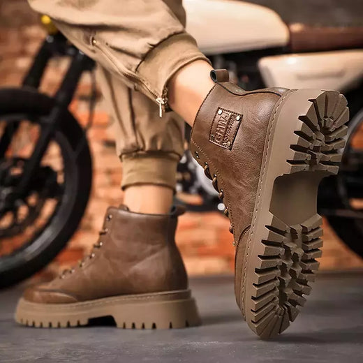 Botas Chukka de couro impermeáveis para homens, Botas Oxford Casual Lace Up Ankle, Sapatos de vestido diário