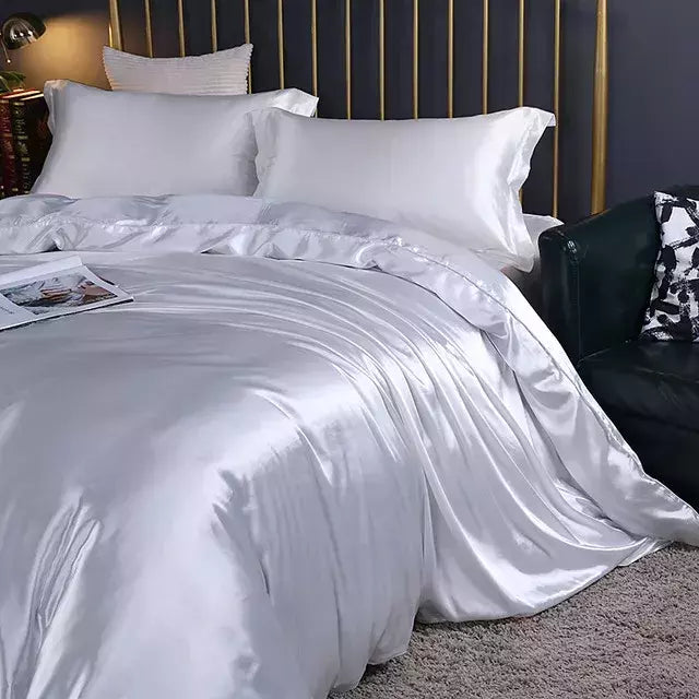 Conjunto De Cama De Luxo Com Capa De Edredão, 100% Seda, Duplo King e Queen Size, Conjuntos De Roupa De Cama, Kit De Capa De Cama, 4PCs