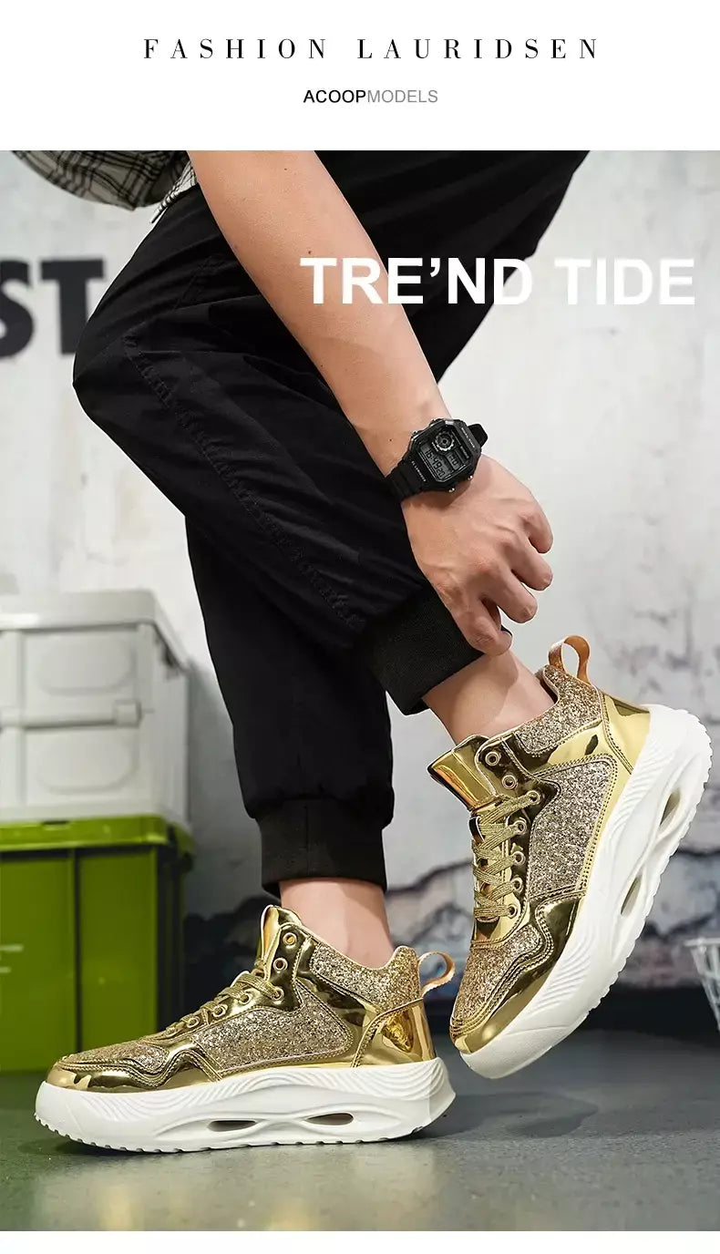 Mulheres de luxo esporte tênis corrida ouro dos homens treinamento atlético caminhada tênis confortável luz casal sapatos esportivos diários