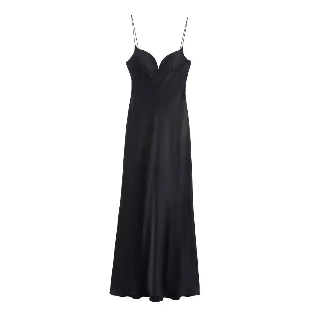 2025 verão novos produtos temperamento feminino sexy cetim texturizado vestido moda sexy suspender vestido