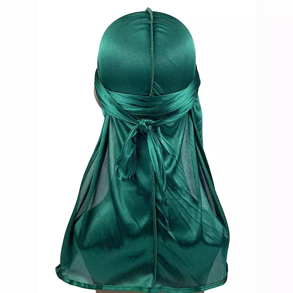 Respirável cauda longa Doo Rag para homens, seda Durag, chapéu bandana turbante, bandana, novo, 1-4pcs