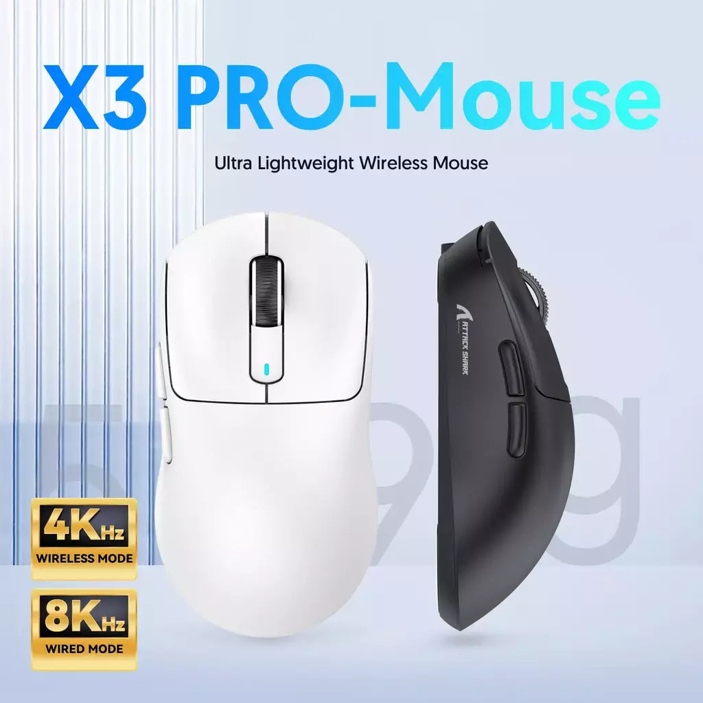 Ataque tubarão x3pro/x3 mouse sem fio, pixart paw3395, 26k dpi, luz, para jogos macro, laptop/win/mac