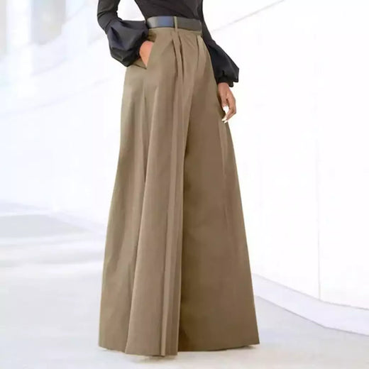Elegante calça palazzo para mulheres, calças cortadas estampadas, linho de algodão, confortável calça folgada com bolsos, moda verão, 2024