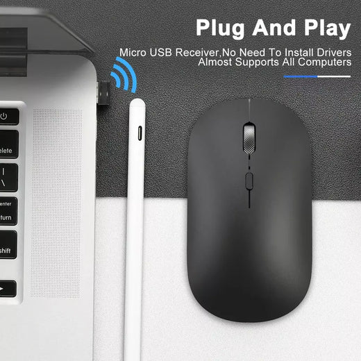 Mouse para jogos sem fio para PC - Mouse de computador ergonômico fino 2.4G, compatível com laptop/tablet/desktop (bateria não incluída)