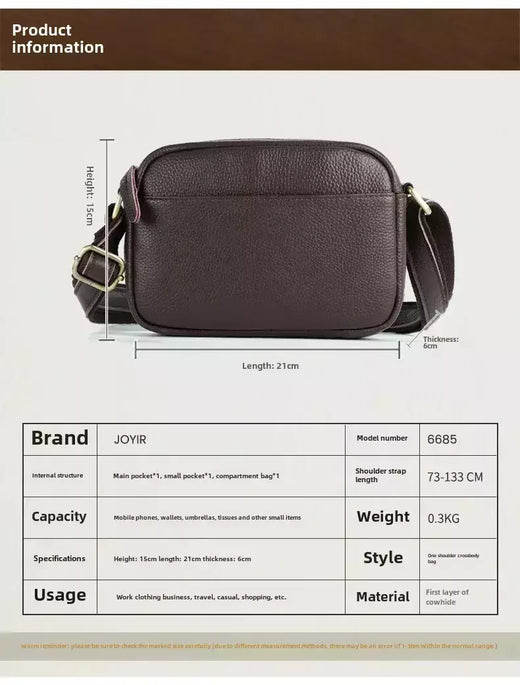 Joyir nova bolsa de ombro de couro genuíno masculino grande capacidade horizontal vintage lichia padrão ombro único saco inclinado para homem
