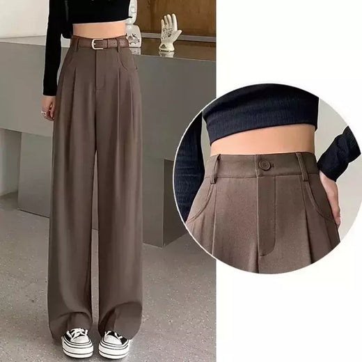 Calça feminina clássica de cintura alta, calça larga, reta, clássica, verão, outono, fato da moda, Lady, 2022
