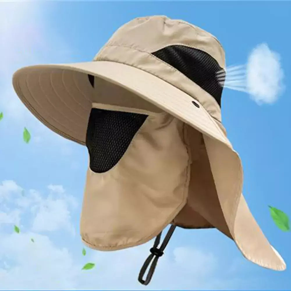 Proteção UV Sun Hats para homens e mulheres, Outdoor Hunting Cap Pesca, Caminhadas, Camping Visor, Bucket Hat, Neck Flap Fisherman Hat, Verão