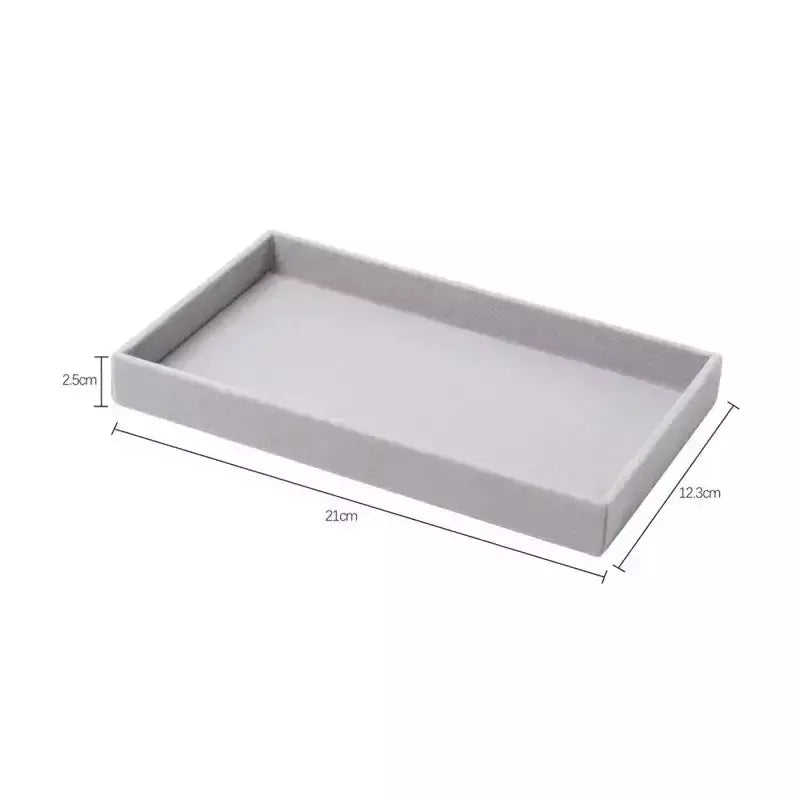 Atualizar caixa de armazenamento de jóias de veludo colar empilhável bandeja de exibição pulseira brinco organizadores diy artesanato gaveta caixa cinza