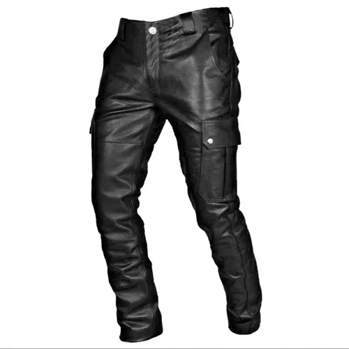 Novos Homens Calças De Couro Preto/Vermelho/Marrom Moda Masculina Dança Festa Calças Casuais Tamanho Grande 5XL