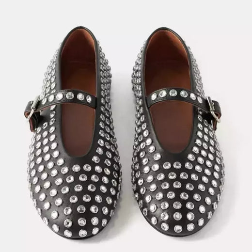 Sapatos Mary Jane para mulheres, sapatos Mary Jane, sapatilhas, apartamentos, confortáveis, diamante de água, rebite, lolita, novo, 24