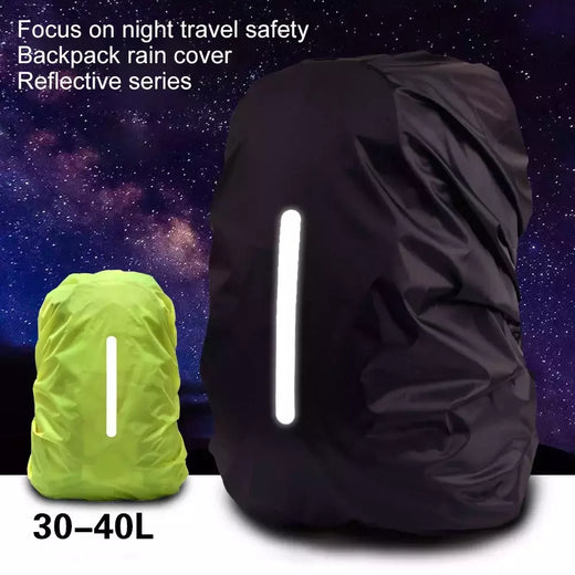 Capa de chuva reflexiva impermeável mochila, Esporte ao ar livre, Ciclismo noturno, Safety Light Raincover, Estojo de caminhada, 30-80L