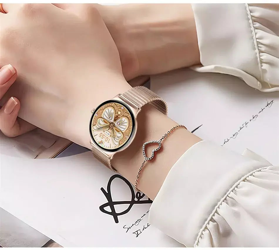 Para huawei novo ultra fino amoled relógio inteligente tela feminina sempre exibir tempo freqüência cardíaca bt chamando high-end moda smartwatch