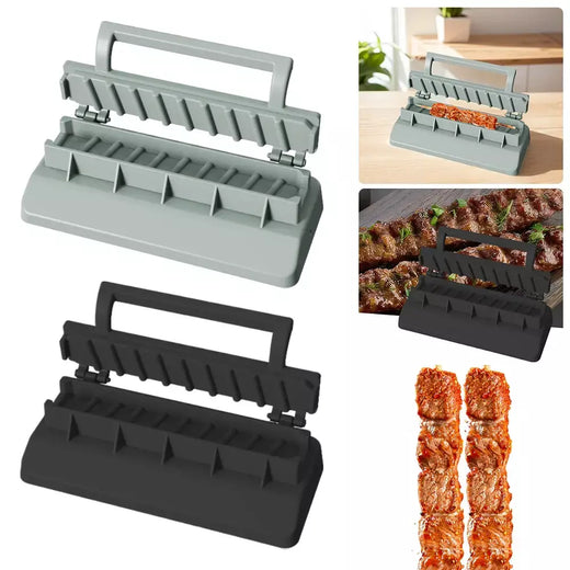 Máquina de espeto de carne de churrasco de plástico portátil reutilizável fabricante de espeto de churrasco fácil preparação de kebab ferramenta para churrasco