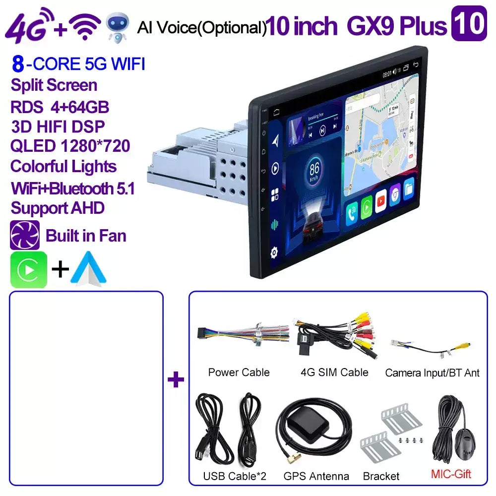 Caixi 7 ''9'' 10 ''8 núcleo android 1din multimídia carro carplay navegação universal gps 1 unidade central din rádio automático áudio estéreo dvd