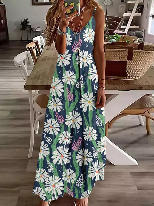 Vestido de cabeceira com estampa floral elegante feminino, casual roupas de praia, plus size, férias, Havaí, novo, 2024