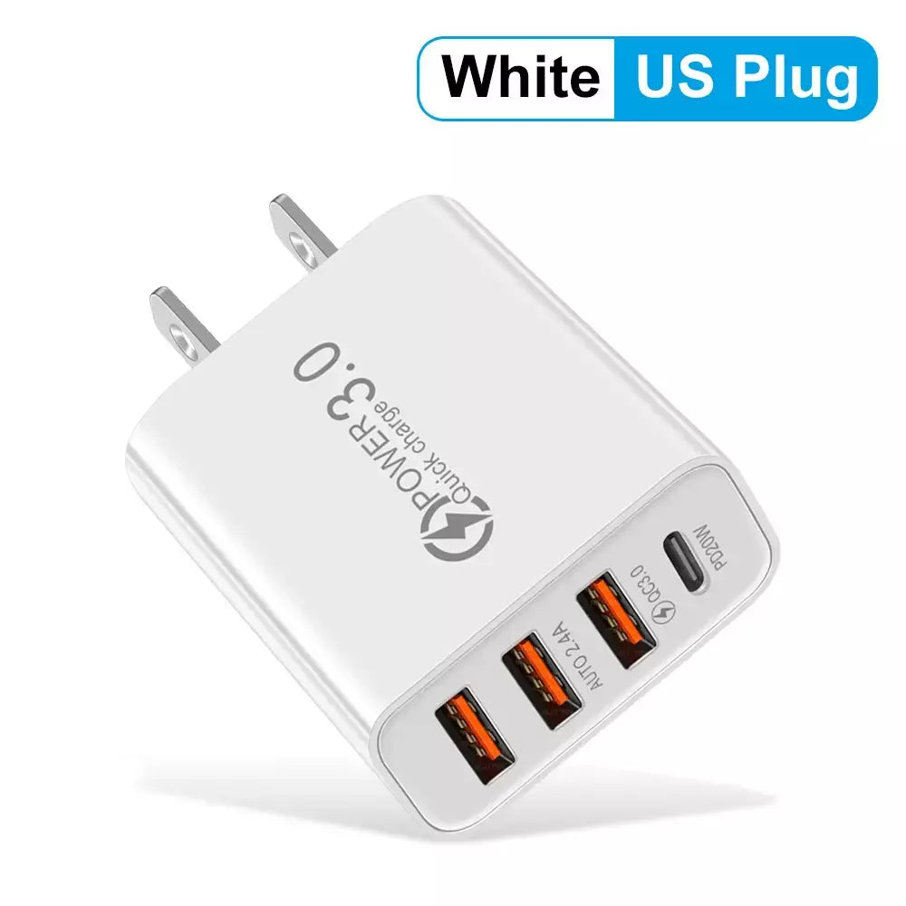 Carregador de parede multiportas total de 20W USB PD adaptador para Xiaomi iPhone 13 12 para carregamento de plugue de celular Samsung