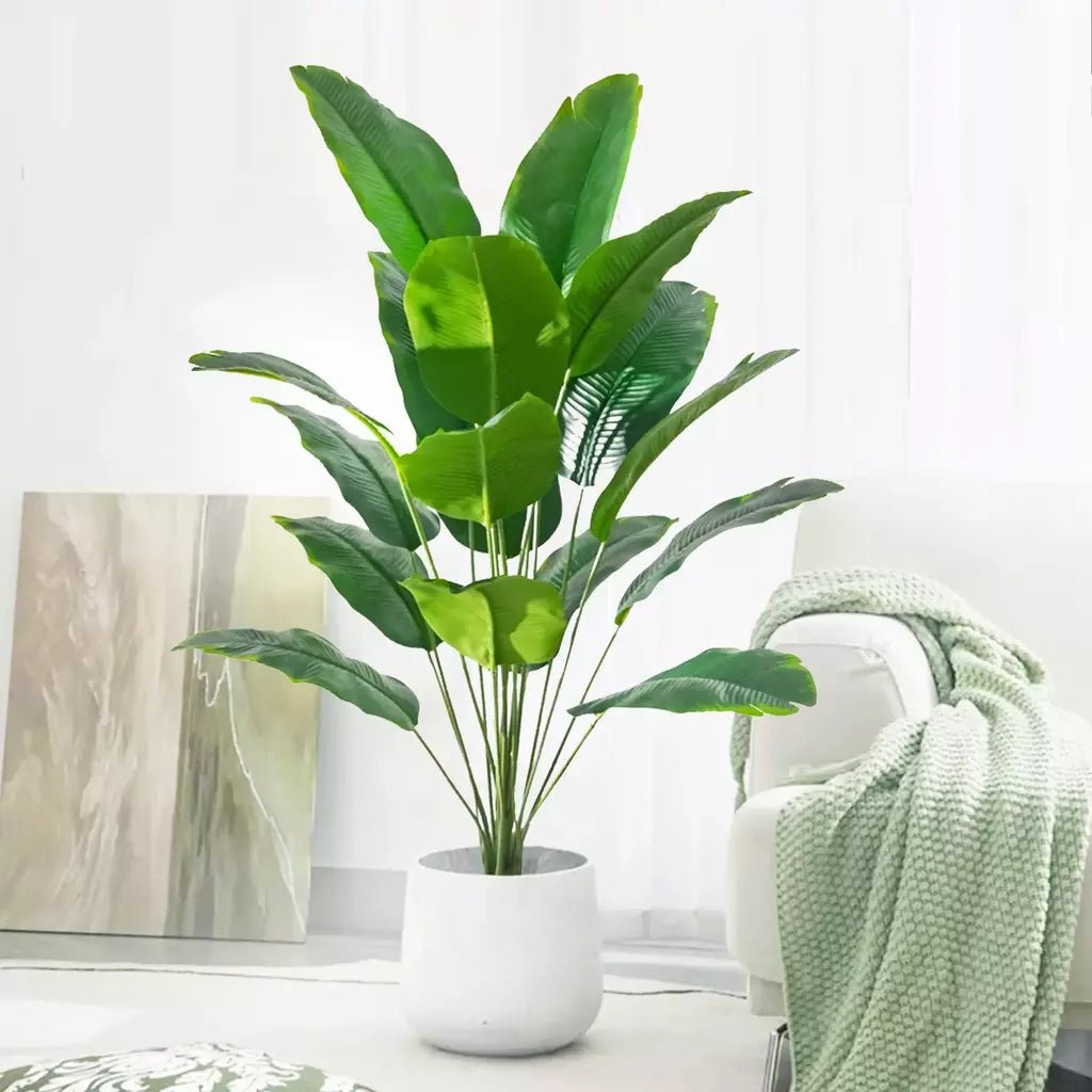 65-125cm/47.2in grande palmeira tropical falso banana planta folhas toque real strelitzia reginae planta de plástico para casa jardim