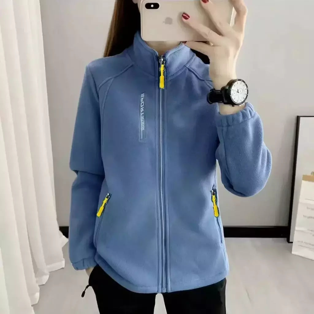 Casacos de lã tamanho grande para mulheres, cardigã quente, roupas esportivas casuais ao ar livre, caminhadas, jogging, ioga, jaquetas femininas, inverno, primavera