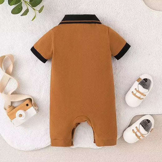 Manga curta Romper para o bebê menino, recém-nascido Gentleman Onesies, Toddler Vestuário, Macacão Infantil, 0-24Months