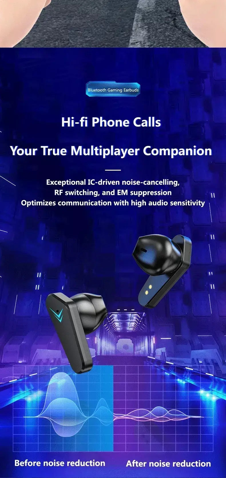 Fone de ouvido sem fio Bluetooth X15 TWS, 65ms Earbud de baixa latência, Gaming Headset, Gamer com microfone para Xiaomi e iPhone