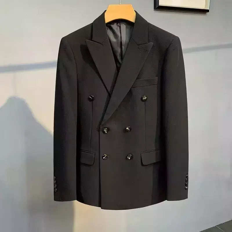 Blazer fino de negócios masculino, roupas estilo coreano, casaco casual, terno elegante, jaquetas marrons, de alta qualidade, 2024