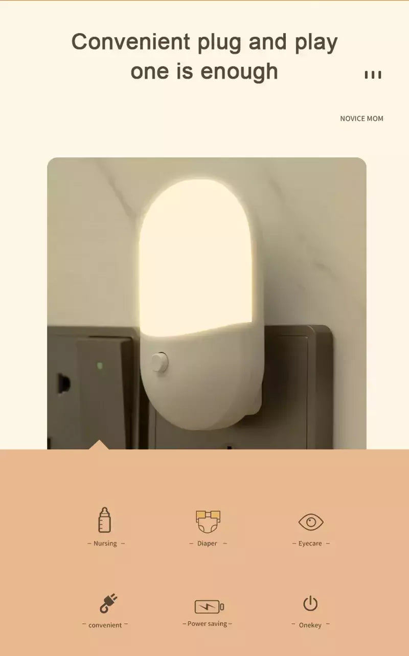 Lâmpada de cabeceira LED Mini Night Light, EU, EUA Plug, Proteção para os olhos, Uso para Quarto, Sala de estar, Alimentação do bebê