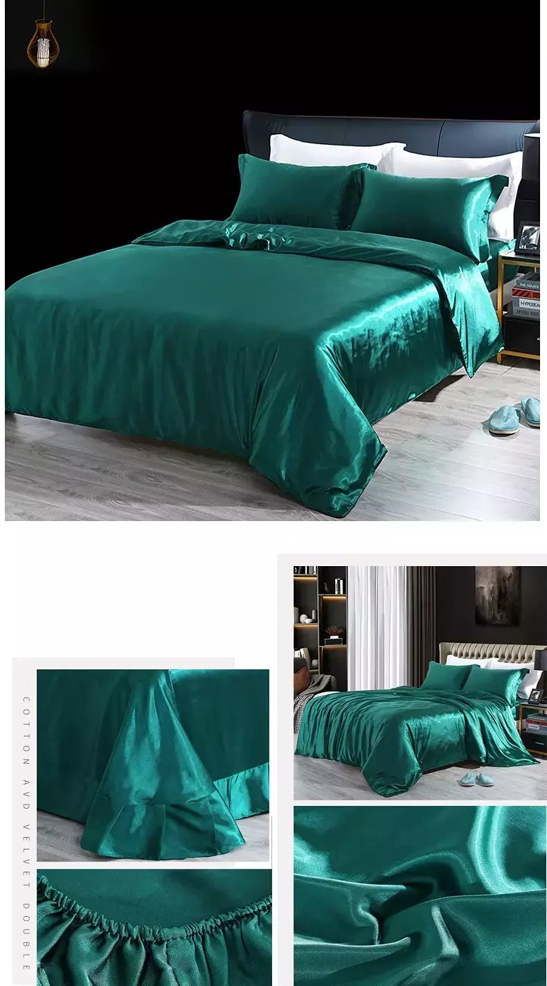 Conjunto De Cama De Luxo Com Capa De Edredão, 100% Seda, Duplo King e Queen Size, Conjuntos De Roupa De Cama, Kit De Capa De Cama, 4PCs