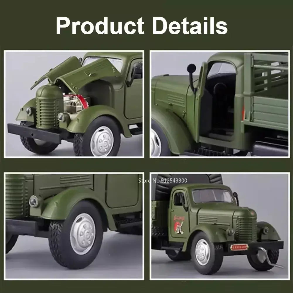 1:24 ca10 caminhão vintage modelo de carro blindado brinquedo liga diecast militar transportadora veículos modelos som luz crianças presentes