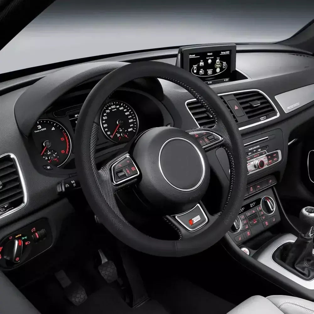 Capa de volante de carro, capa de volante de couro antiderrapante ultrafina universal, interior de peças de carro 37-38cm, 14,5-15 polegadas
